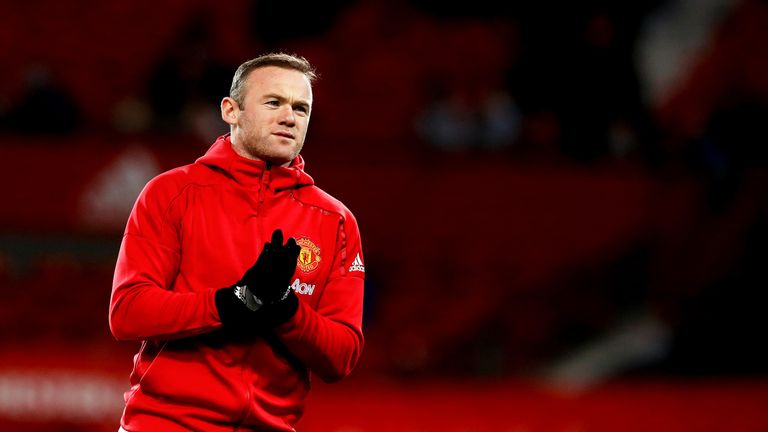 Manchester United's Wayne Rooney warms up before the EFL Cup Semi Final, First Leg match at Old Trafford