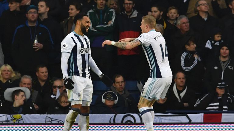 Matt Phillips (L) celebrates after scoring for West Brom in the FA Cup