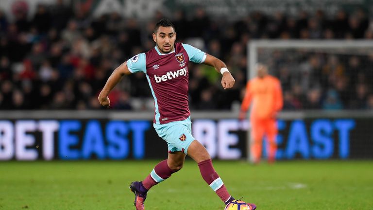 Dimitri Payet in action for West Ham during the Premier League match against Swansea City on December 26, 2016