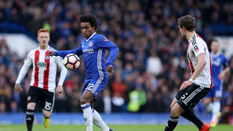 Willian in action against Brentford