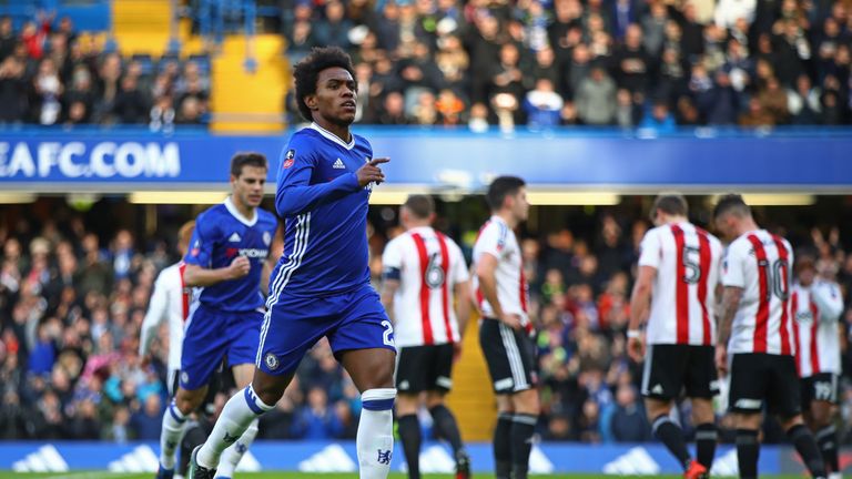 Willian celebrates giving Chelsea the lead