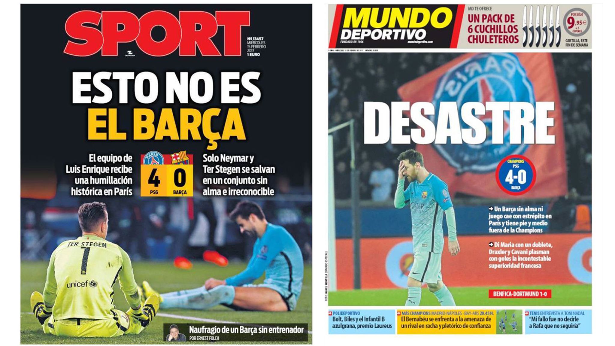 Paris St Germain 4 0 Barcelona How Papers Reacted To Champions League Shock Football News Sky Sports