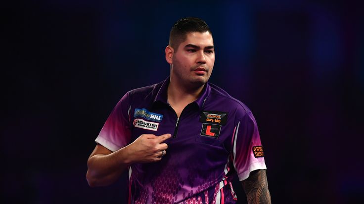 Jelle Klaasen of the Netherlands reacts during his first round match against Jeffrey de Graaf of the Netherlands