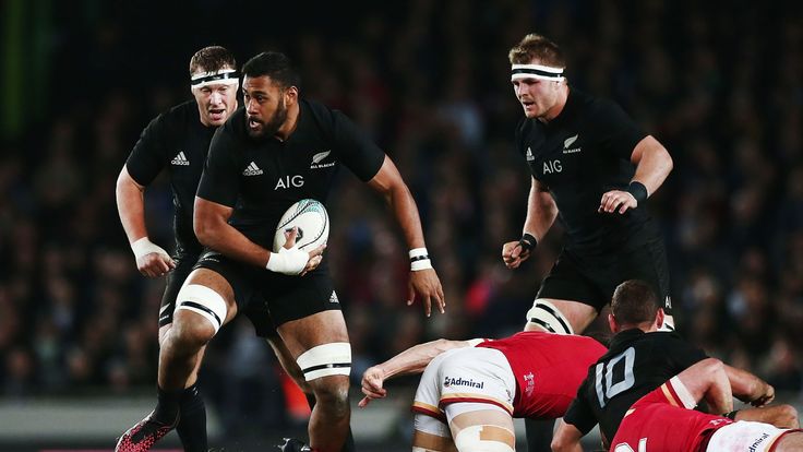 Patrick Tuipulotu of New Zealand runs the ball during the International Test match between the All Blacks and Wales at Eden Park on June 11, 2016