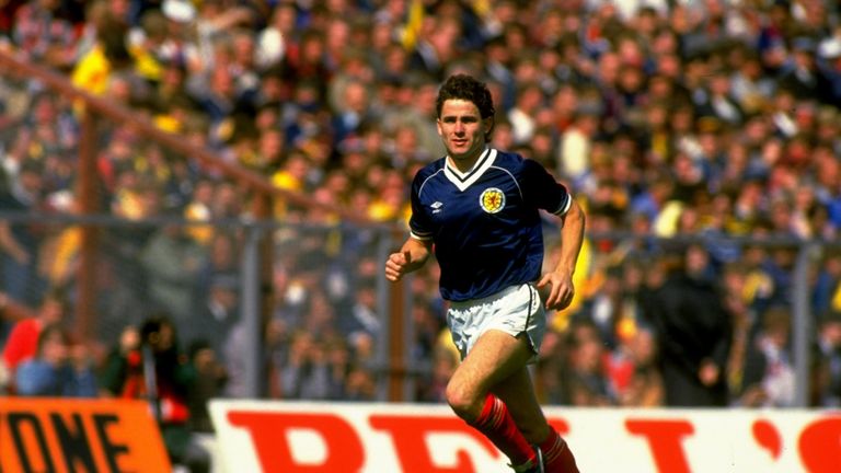 Albiston in action for Scotland against England