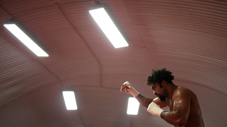 LONDON, ENGLAND - OCTOBER 13:  David Haye in action during a Media Workout on October 13, 2016 in London, England.  (Photo by Ben Hoskins/Getty Images)