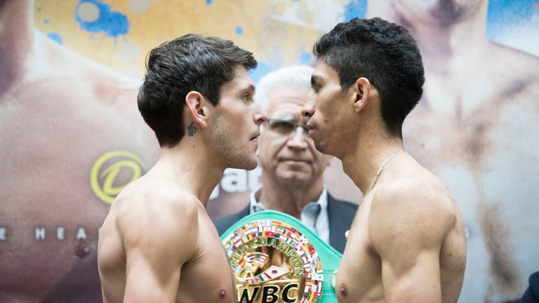 Gavin McDonnell and Rey Vargas Weigh in for their fight for the WBC Super Bantamweight Title in Hull on tomorrow night.
24th February 2017.
Picture By Mark