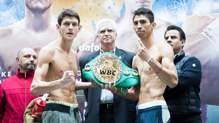 Gavin McDonnell and Rey Vargas Weigh in for their fight for the WBC Super Bantamweight Title in Hull on tomorrow night.
24th February 2017.
Picture By Mark