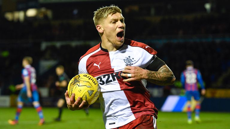 Waghorn wheels away in celebration after his 12th goal of the season