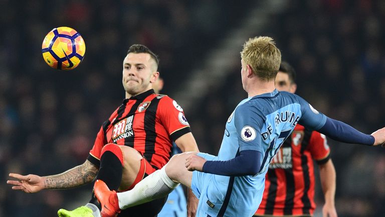 Jack Wilshere came off for Manchester City after they had already lost their captain Simon Francis