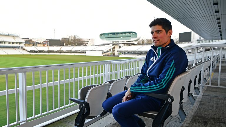 LONDON, ENGLAND - FEBRUARY 07:  Alastair Cook speaks to the media after stepping down as England Captain at Lord's Cricket Ground on February 7, 2017 in Lo