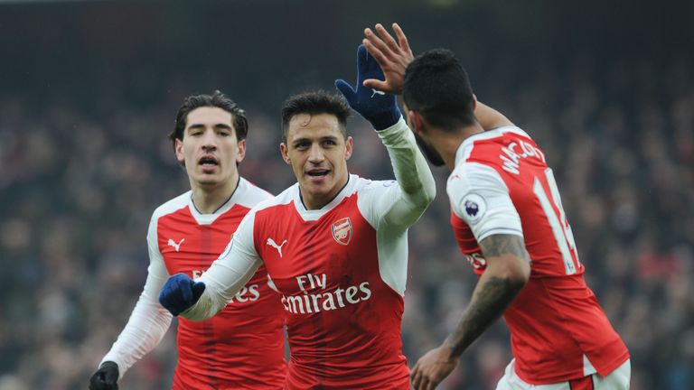 Alexis Sanchez of Arsenal during the Premier League match between Arsenal and Hull City at Emirates Stadium on February 11, 2017 in London, England