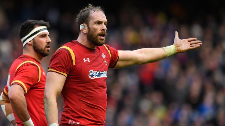  Alun Wyn Jones of Wales reacts during the Six Nations match against Scotland