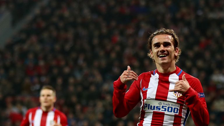 Antoine Griezmann goal celeb, Bayer Leverkusen v Atletico Madrid, Champions League