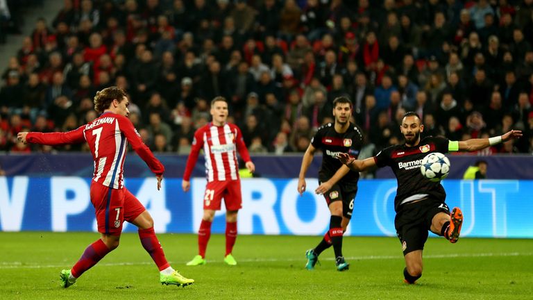 Antoine Griezmann goal, Bayer Leverkusen v Atletico Madrid, Champions League