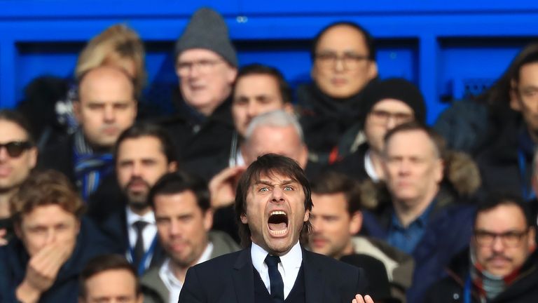 Antonio Conte on the touchline during the Premier League match against Arsenal