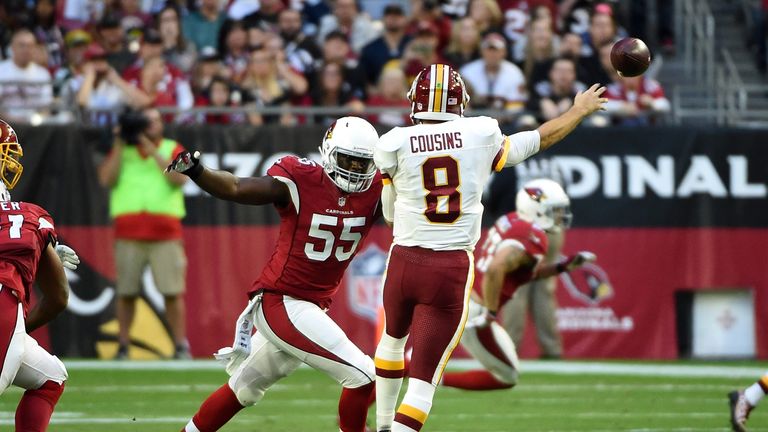 Chandler Jones puts pressure on Washington QB Kirk Cousins