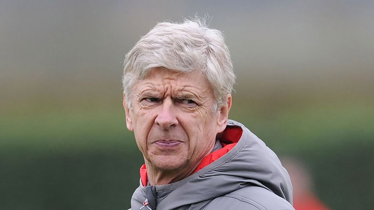 Arsene Wenger during a training session at London Colney on February 19