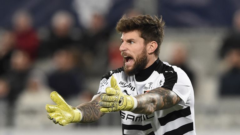 Benoit Costil in action for Ligue 1 side Rennes