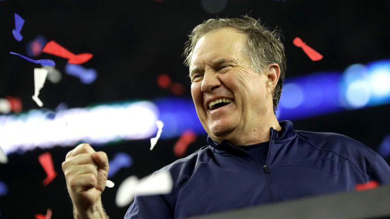 HOUSTON, TX - FEBRUARY 05:  Head coach Bill Belichick of the New England Patriots celebrates after defeating the Atlanta Falcons during Super Bowl 51 at NR