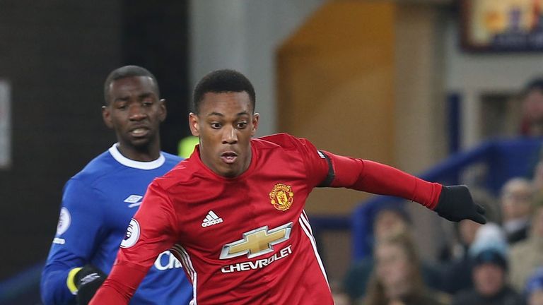 Anthony Martial collided with Yannick Bolasie in Manchester United's 1-1 draw with Everton in December