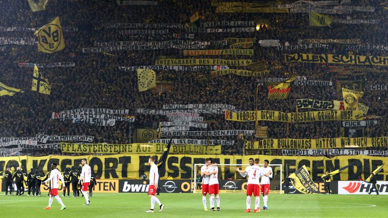 The Yellow Wall pictured after Borussia Dortmund's 1-0 win over RB Leipzig