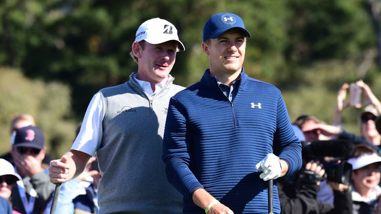 Jordan Spieth and Brandt Snedeker during the Final Round of the AT&T Pebble Beach Pro-Am