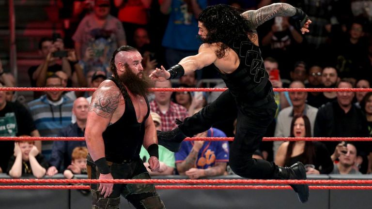 WWE Raw - Roman Reigns attacks Braun Strowman