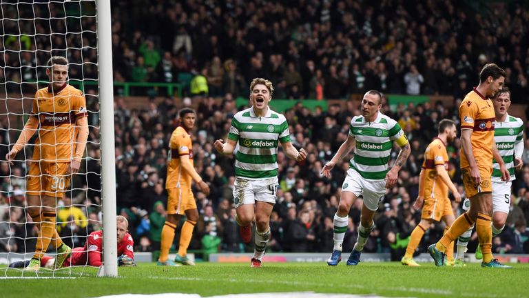 Celtic's James Forrest celebrates his goal