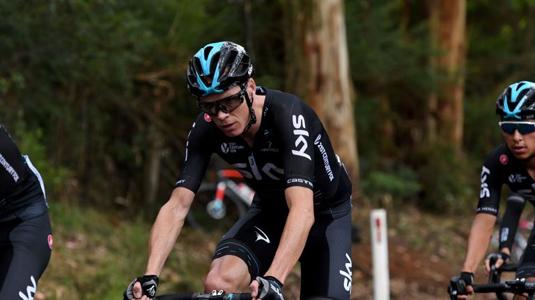 Three-time Tour de France winner Britain's Chris Froome of Team Sky takes part in stage four of the 2017 Herald Sun Tour cycling race in Melbourne on Febru