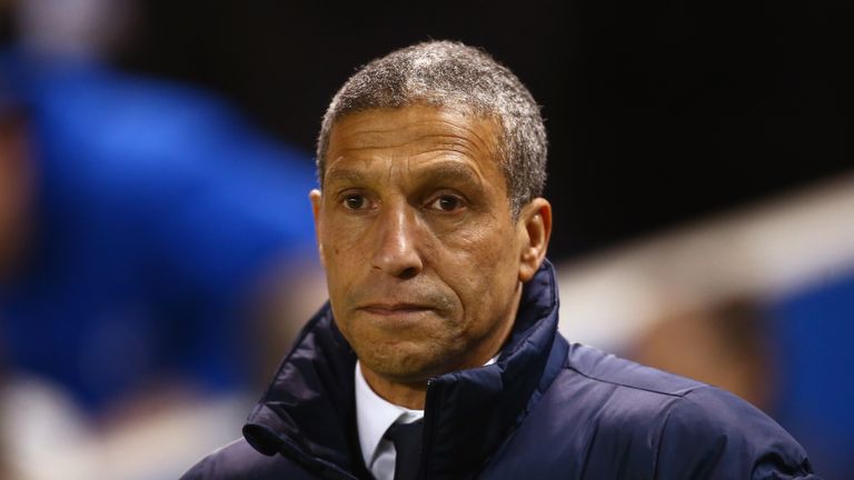 BRIGHTON, ENGLAND - FEBRUARY 28:  Chris Hughton manager of Brighton and Hove Albion looks on prior to the Sky Bet Championship match between Brighton & Hov