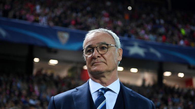 SEVILLE, SPAIN - FEBRUARY 22:  Claudio Ranieri, manager of Leicester City looks on before the UEFA Champions League Round of 16 first leg match between Sev