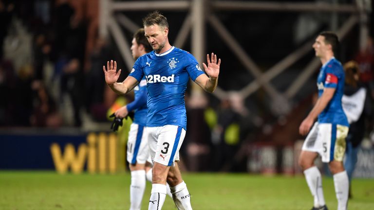 Rangers' Clint Hill apologises to the supporters at full time