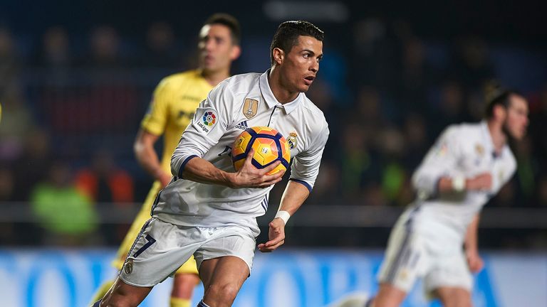 Cristiano Ronaldo turns away from goal after scoring Real Madrid's second