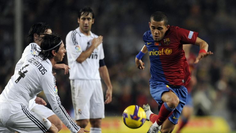 Right-back Dani Alves was a key figure for Pep Guardiola's Barcelona