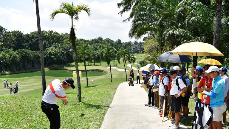 KUALA LUMPUR, MALAYSIA - FEBRUARY 11:  Danny Willett of England plays a shot during Day Three of the Maybank Championship Malaysia at Saujana Golf Club on 