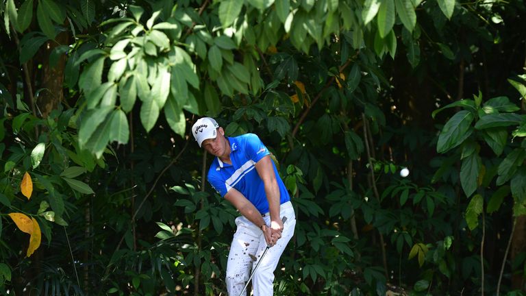 KUALA LUMPUR, MALAYSIA - FEBRUARY 12:  Danny Willett of England plays a shot during Day Four of the Maybank Championship Malaysia at SaujanaGolf Club on Fe