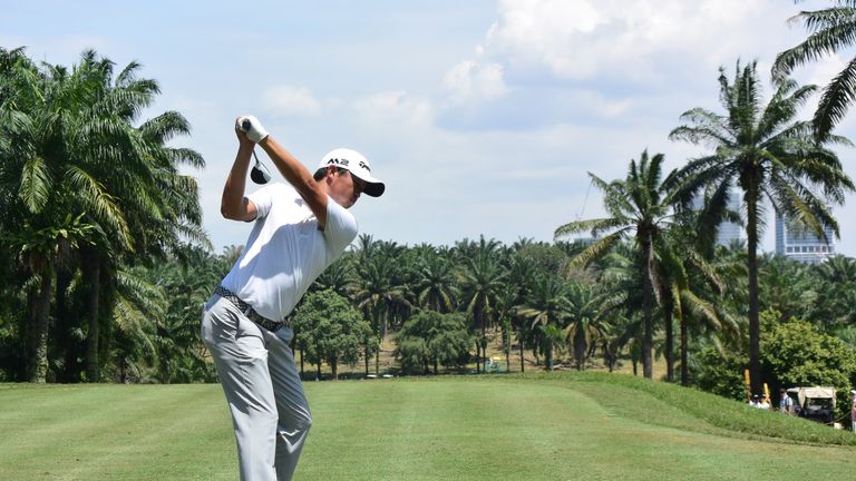 KUALA LUMPUR, MALAYSIA - FEBRUARY 11:  David Lipsky of USA plays a shot during Day Three of the Maybank Championship Malaysia at Saujana Golf Club on Febru