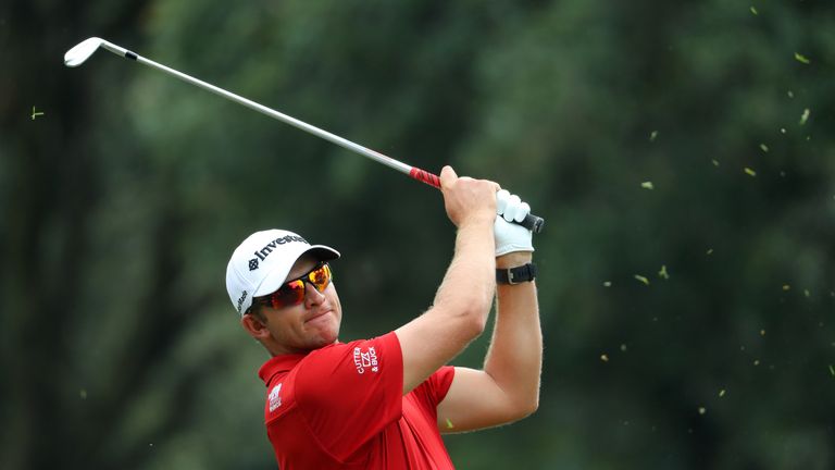 JOHANNESBURG, SOUTH AFRICA - FEBRUARY 24:  Dean Burmester of South Africa tees off on the 5th during the second round of the Joburg Open at Royal Johannesb