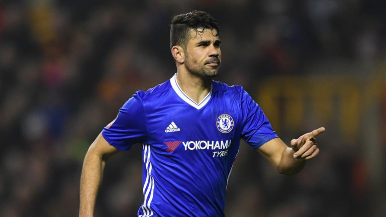 WOLVERHAMPTON, ENGLAND - FEBRUARY 18:  Diego Costa of Chelsea celebrates scoring his sides second goal during The Emirates FA Cup Fifth Round match between