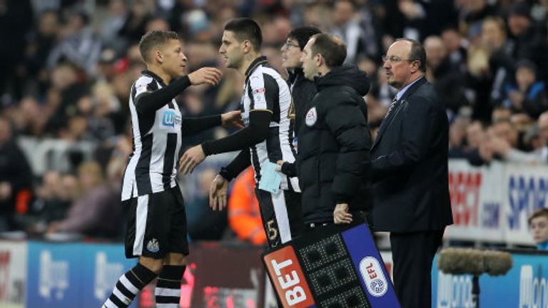 Injured Dwight Gayle was replaced by Aleksandar Mitrovic during the first half against Aston Villa