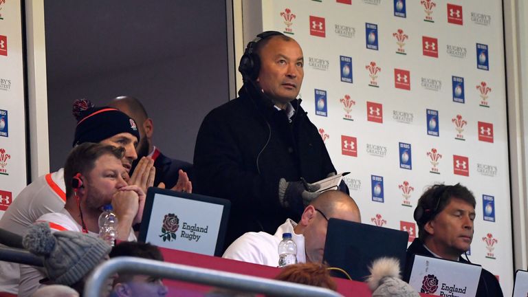 CARDIFF, WALES - FEBRUARY 11 2017:  England coach Eddie Jones looks on during the Six Nations match between Wales and England at Principality Stadium