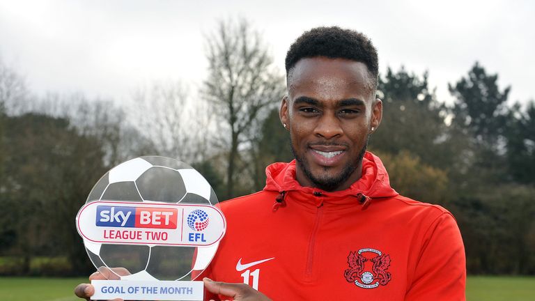 Gavin Massey of Leyton Orient with the Sky Bet EFL Goal of the Month award