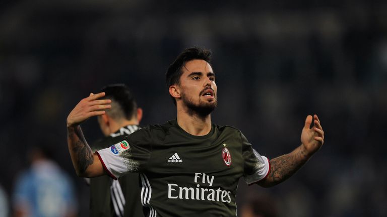 Suso celebrates his goal for AC Milan