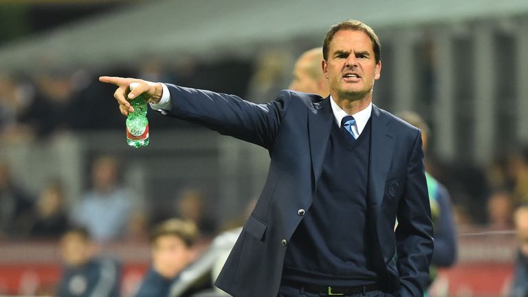 Inter Milan's coach from Netherland Frank De Boer gestures during the Italian Serie A football match Inter Milan vs Torino at "San Siro" Stadium in Milan o