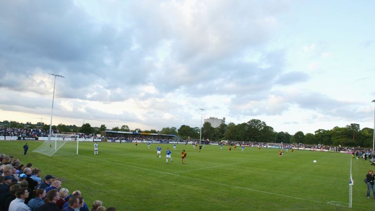 LONDON - JULY 10:   A general view of Gander Green Lane during a friendly match between Sutton United and AFC Wimbledon at Gander Green Lane, Sutton, Londo