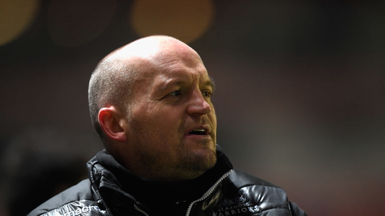 LEICESTER, ENGLAND - JANUARY 21:  Glasgow coach Gregor Townsend reacts before the European Rugby 