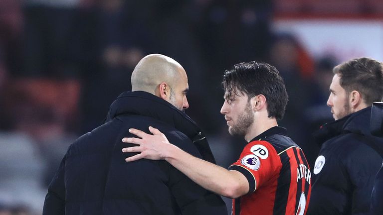 Harry Arter was touched by Pep Guardiola's comments after the match