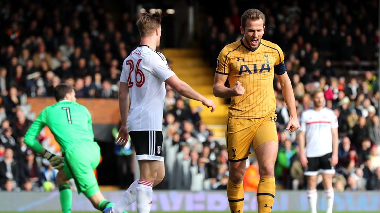  Harry Kane celebrates after scoring for Spurs