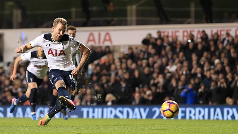 Harry Kane scores from the penalty spot to give Tottenham a 1-0 lead at White Hart Lane